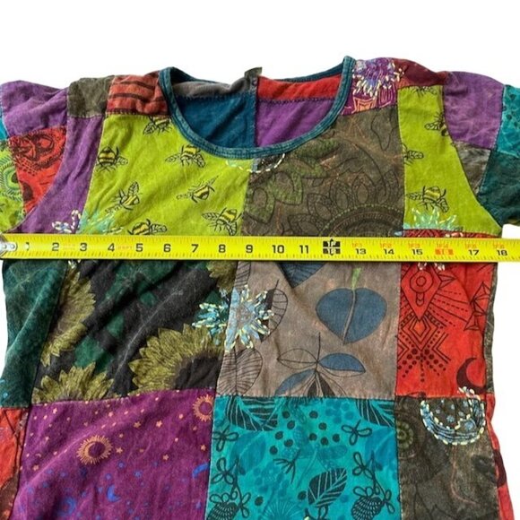Handmade Bohemian Hippie Patchwork Cotton Top Multicolor by Juan Tommy Size M - Picture 12 of 13